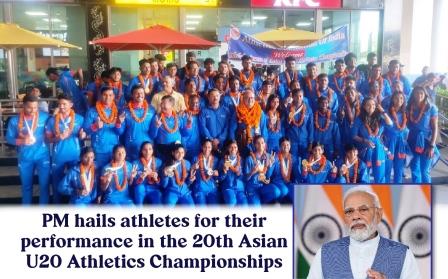 PM hails athletes for their performance in the 20th Asian U20 Athletics Championships.